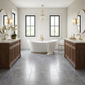Valensa Gray Marble Tile 12x24 Honed — Bathroom floor