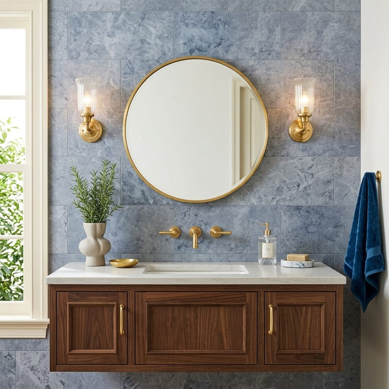 Valensa Gray Marble Tile 12x24 Honed — Bathroom vanity wall