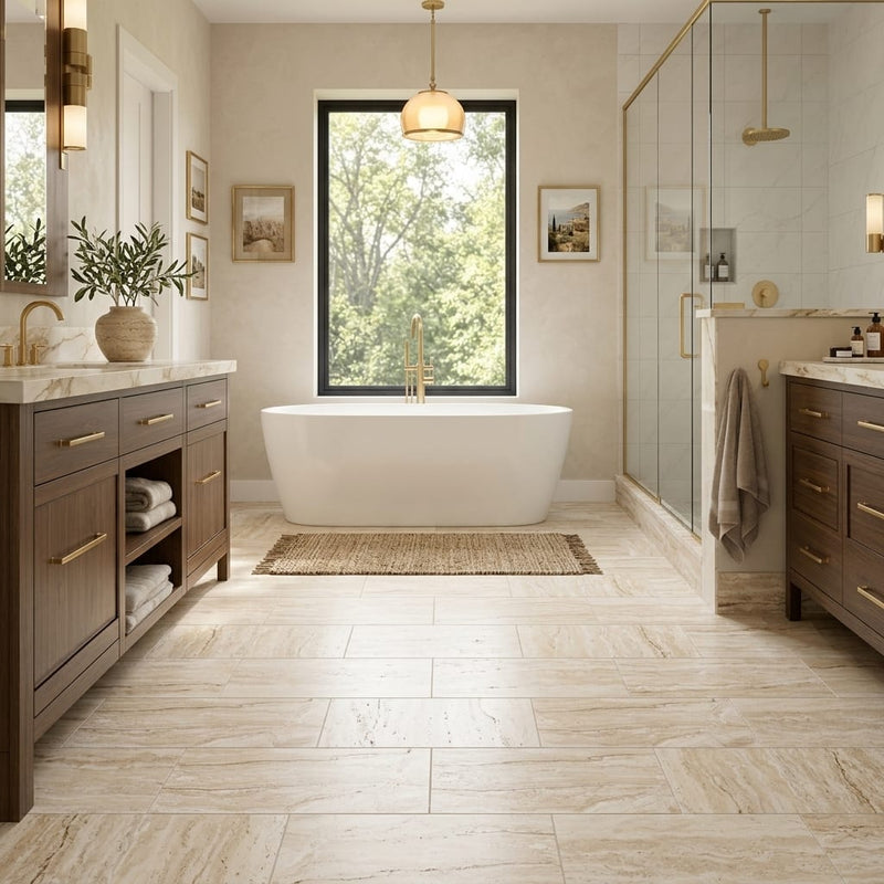 Valerenga Travertine 12x24 Filled & Honed Travertine Tile — Primary Bath floor