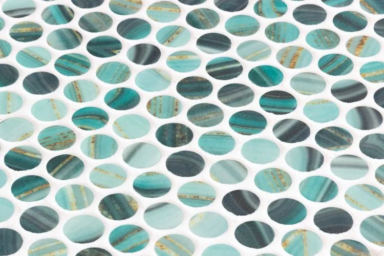 Vanguard Onyx Teal Penny Round Mosaic