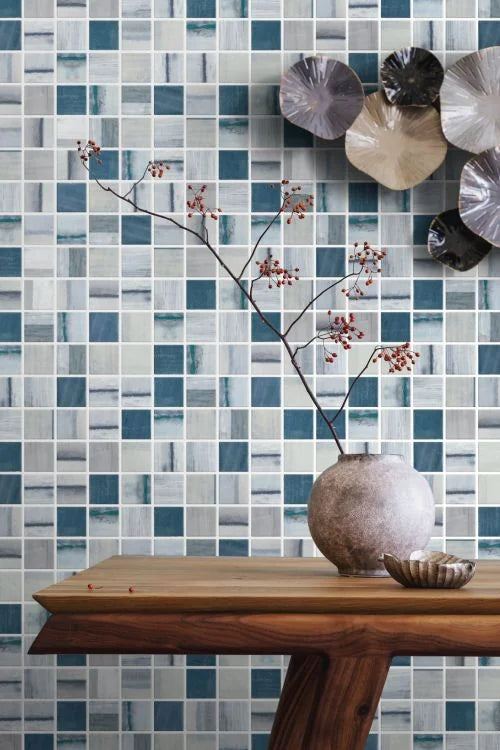 Vanguard Penta Bluish Grey 1x1 Glass Mosaic