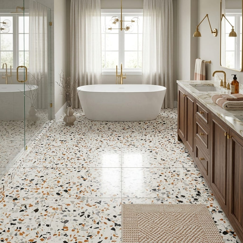 Vector 24x24 Polished Stone Agglomerate Marble Tile — Primary Bath floor