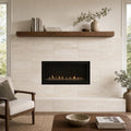 Vein Cut Travertine Classico 12x24 Honed Filled Tile — Living Room fireplace surround