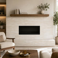 Vein Cut Travertine Classico 12x24 Polished Filled Tile — Living Room fireplace surround