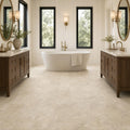 Vein Cut Travertine Ivory 12x24 Honed Filled Tile — Bathroom floor