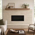 Vein Cut Travertine Ivory 12x24 Honed Filled Tile — Living Room fireplace surround