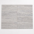 Vein Cut Travertine Silver 12x24 Honed Filled Tile close-up