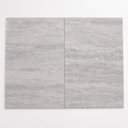 Vein Cut Travertine Silver 12x24 Honed Filled Tile close-up