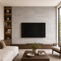 Vein Cut Travertine Silver 12x24 Honed Filled Tile — Living Room feature wall