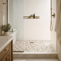 Veined Marble Mix 5/8x5/8 12x12 Sheet Natural Mosaic — Bathroom shower floor
