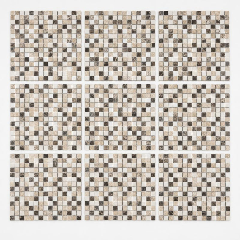 Veined Marble Mix 5/8x5/8 12x12 Sheet Natural Mosaic close-up