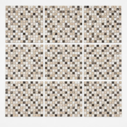Veined Marble Mix 5/8x5/8 12x12 Sheet Natural Mosaic close-up