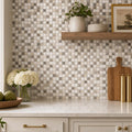 Veined Marble Mix 5/8x5/8 12x12 Sheet Natural Mosaic — Kitchen backsplash