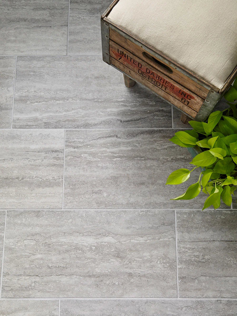 Veneto Gray 12x24 Polished Porcelain Stone Look Tile
