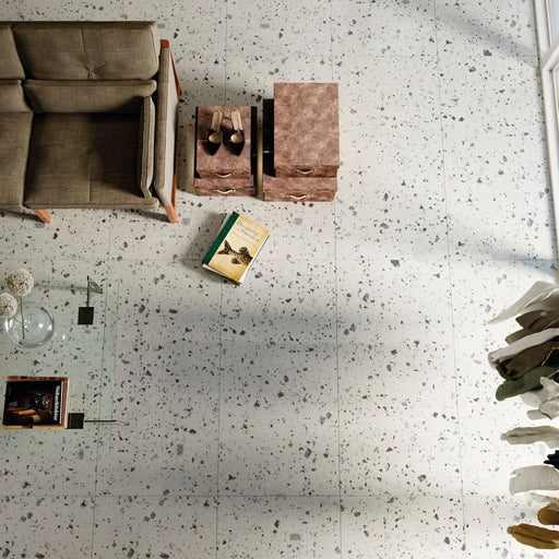 Venice Villa White 24x24 Polished Terrazzo Look Porcelain Tile