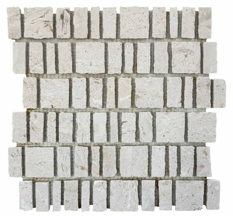 Vera Stacked Marble Mosaic 12x12 Beige Stone Marble Mosaic