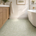Verde Laguna 5/8x5/8 12x12 Sheet Natural Veined Marble Mosaic — Bathroom floor