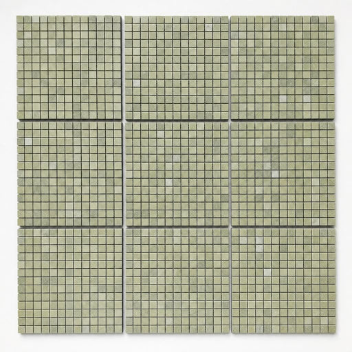 Verde Laguna 5/8x5/8 12x12 Sheet Natural Veined Marble Mosaic close-up