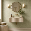 Verde Laguna 5/8x5/8 12x12 Sheet Natural Veined Marble Mosaic — Powder Room wall