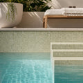 Verde Laguna 5/8x5/8 12x12 Sheet Natural Veined Marble Mosaic — Swimming Pool pool interior tiling
