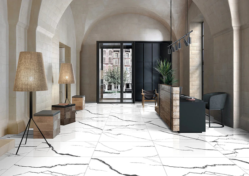 Vibrant Bianco 48x48 Polished Porcelain Floor and Wall Tile