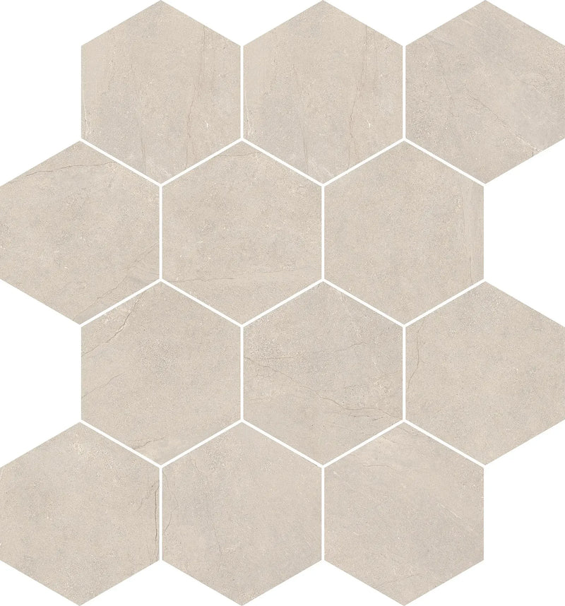 Victoria Series Almond 3.6x3.6 Hexagon Matte Stone Look Porcelain Mosaic