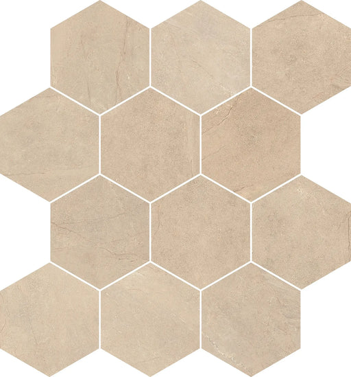 Victoria Series Beige 3.6x3.6 Hexagon Matte Stone Look Porcelain Mosaic