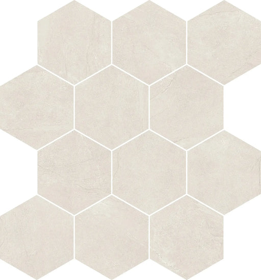 Victoria White 3.6x3.6 Hexagon Matte Stone Look Porcelain Mosaic