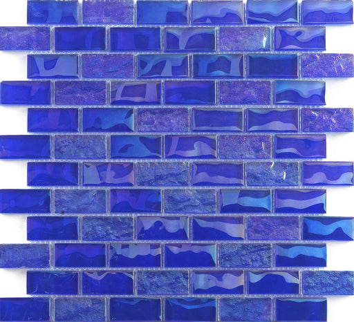 Vidrofina Cobalt Blue THD011 1x2 Glossy Iridescent Glass Mosaic