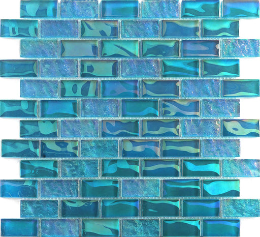 Vidrofina Ocean Blue Iridescent Glass 2x2 Glossy Mosaic