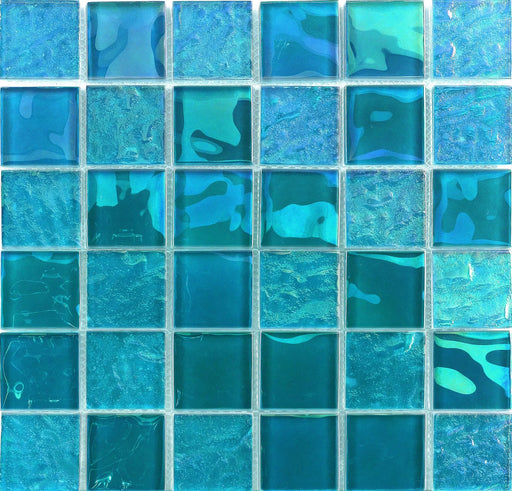 Vidrofina Ocean Blue Iridescent Glass 2x2 Glossy Mosaic