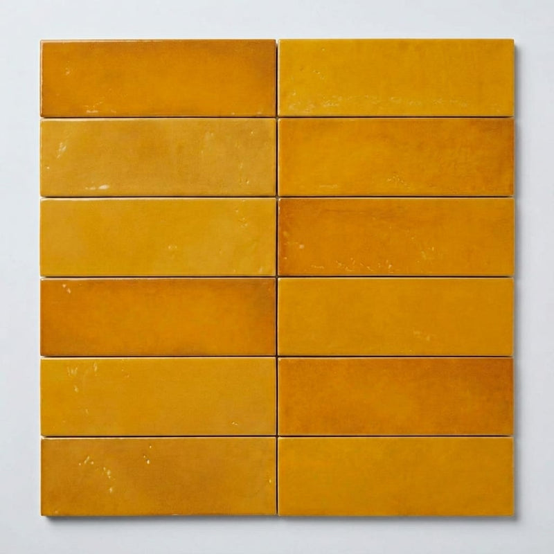 Village Tuscany Gold Glossy 2.5x8 Ceramic Tile 3x8 close-up