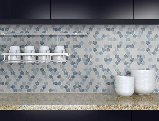 Vista Azul Hexagon Pattern Matte 0.24 Inch Glass Mosaic Tile