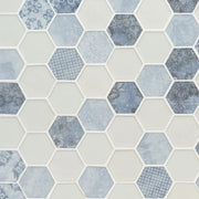 Vista Azul Hexagon Pattern Matte 0.24 Inch Glass Mosaic Tile