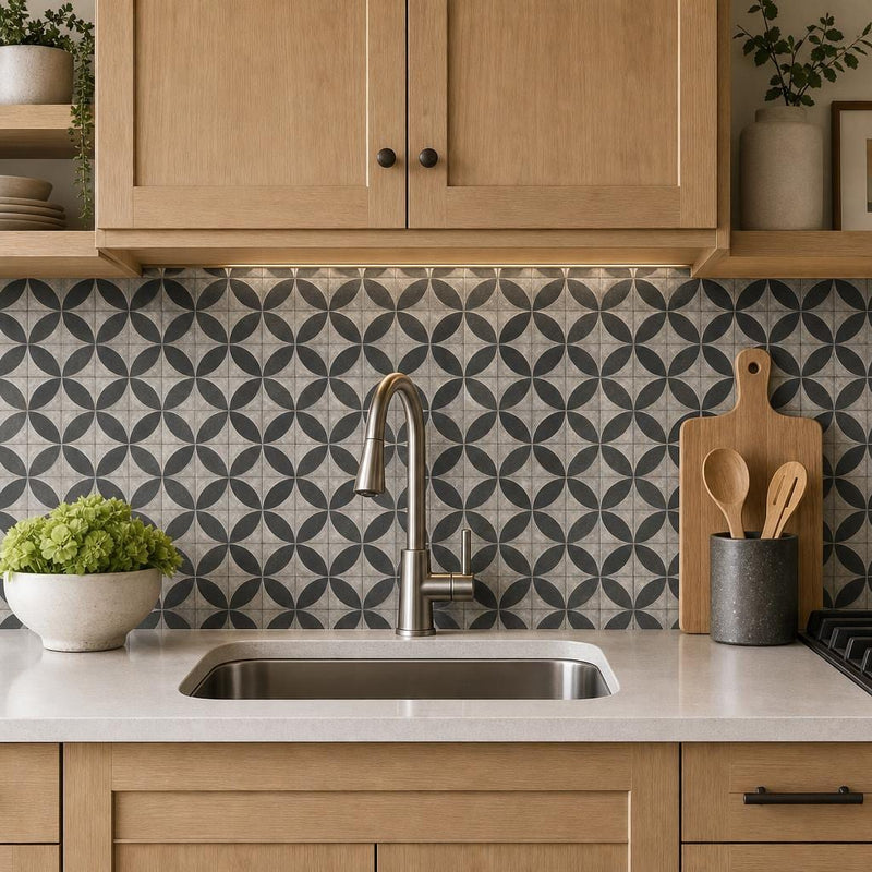 Vogue Dark 2x2 Matte, Polished Natural Stone Mosaic — Kitchen backsplash