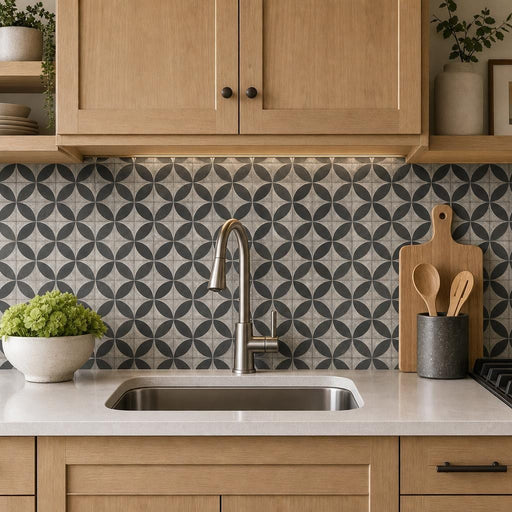 Vogue Dark 2x2 Matte, Polished Natural Stone Mosaic — Kitchen backsplash