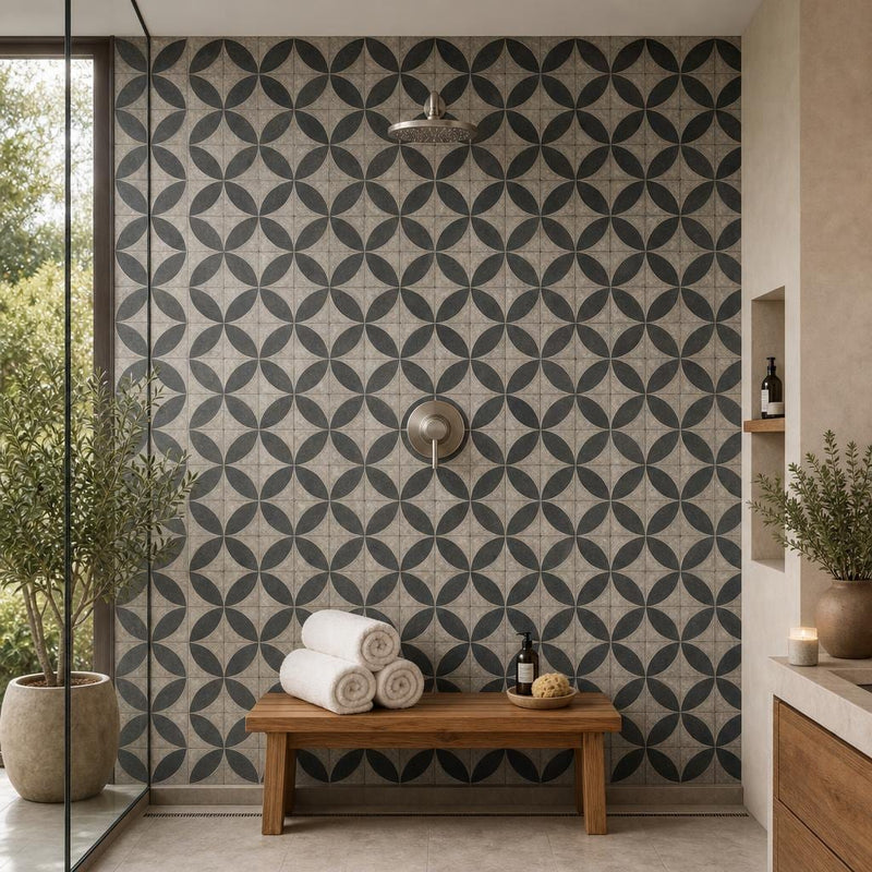 Vogue Dark 2x2 Matte, Polished Natural Stone Mosaic — Spa spa interior