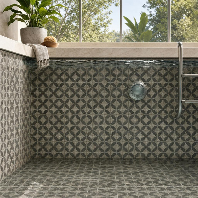 Vogue Dark 2x2 Matte, Polished Natural Stone Mosaic — Swimming Pool pool interior tiling