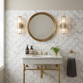Vogue Light 2x2 Matte, Polished Natural Stone Mosaic — Powder Room wall