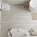 Voila 5G Ivory Oak 8.43x50.62 10mm AC6 Laminate Flooring 8x48 tile — Bathroom floor