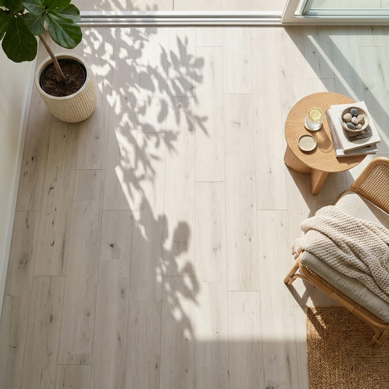 Voila 5G Ivory Oak 8.43x50.62 10mm AC6 Laminate Flooring 8x48 tile — Sunroom floor