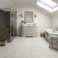 Volcanic Gray Limestone Tile 12x12 Honed 3/8 inch — Bathroom floor