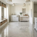 Volcanic Gray Limestone Tile 12x12 Polished 3/8 inch — Basement floor
