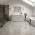 Volcanic Gray Limestone Tile 12x12 Polished 3/8 inch — Bathroom floor
