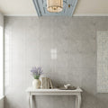 Volcanic Gray Limestone Tile 12x12 Polished 3/8 inch — Hallway floor
