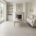 Volcanic Gray Limestone Tile 12x24 Honed 3/8 inch — Living Room floor