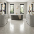 Volcanic Gray Limestone Tile 12x24 Polished 3/8 inch — Bathroom floor