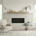Volcanic Gray Limestone Tile 12x24 Polished 3/8 inch — Living Room fireplace surround