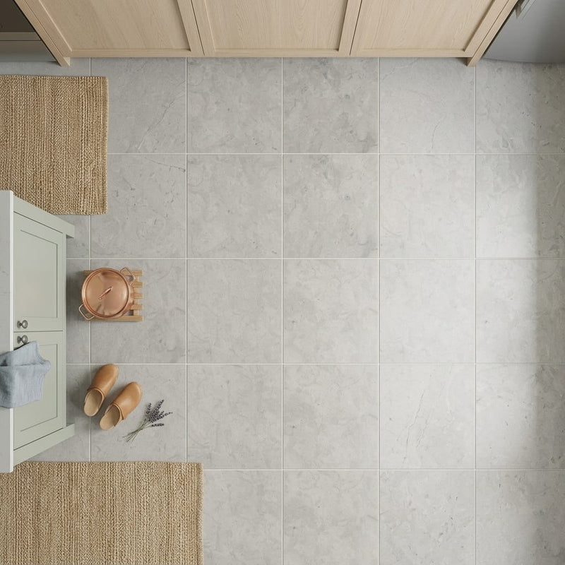 Volcanic Gray Limestone Tile 24x24 Honed 5/8 inch — Kitchen floor