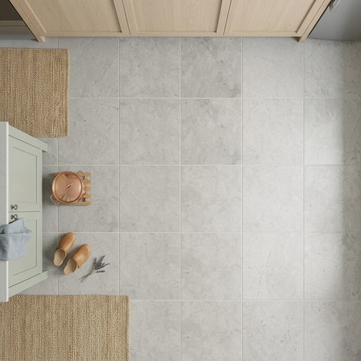 Volcanic Gray Limestone Tile 24x24 Honed 5/8 inch — Kitchen floor